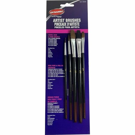 DYNAMIC PAINT PRODUCTS Merit Pro Camel Hair & Bristle Artist Brushes, 5PK 00005